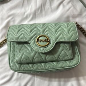 Pinko Mint Green Quilted Crossbody Bag